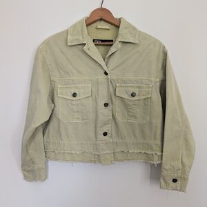 Zara Women's Pastel Green Denim Jacket
